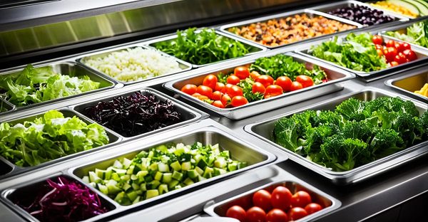 Agencement moderne pour un bar à salade attrayant et fonctionnel